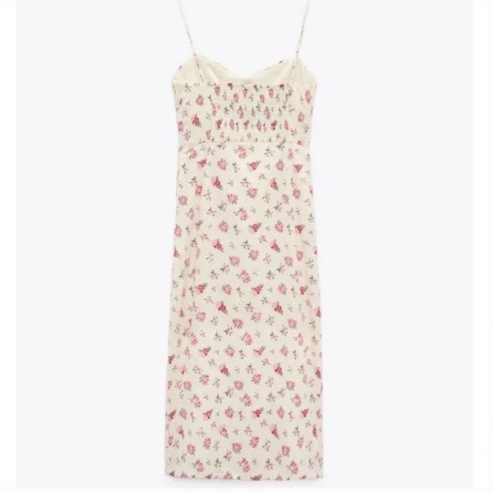 Zara Floral Maxi Dress in Cream and Pink - Picture 3 of 9